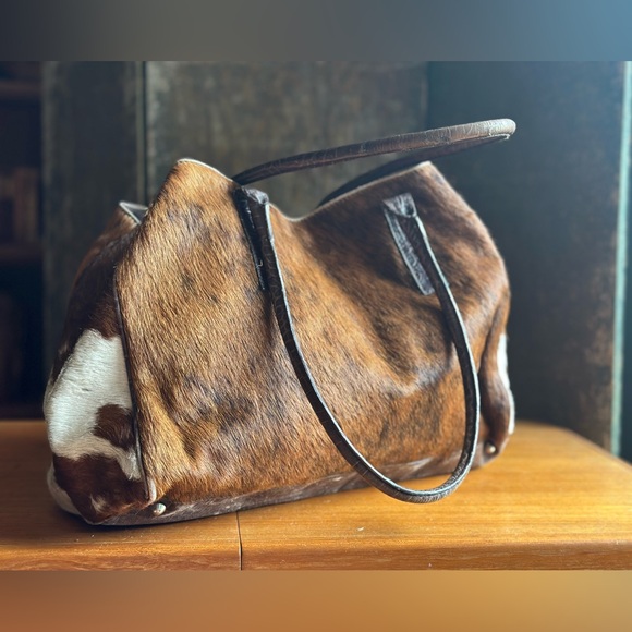 Maurizio Taiuti Handbags - Maurizio Taiuti Brown and White Haircalf Tote